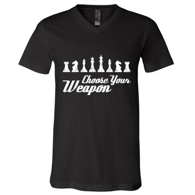 Choose Your Weapon Chess V-Neck T-Shirt