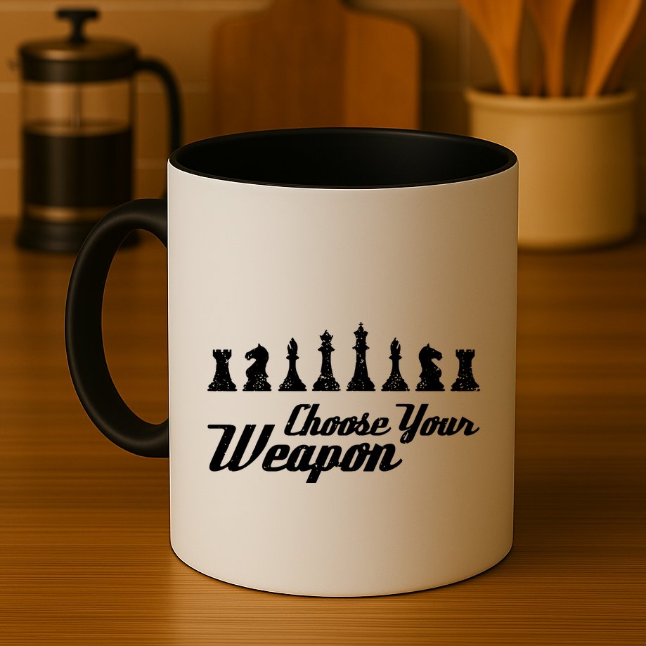 Choose Your Weapon Chess Mug