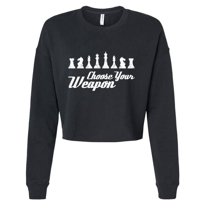 Choose Your Weapon Chess Cropped Pullover Crew