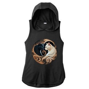 Cats Yin Yang Ladies PosiCharge Tri-Blend Wicking Draft Hoodie Tank