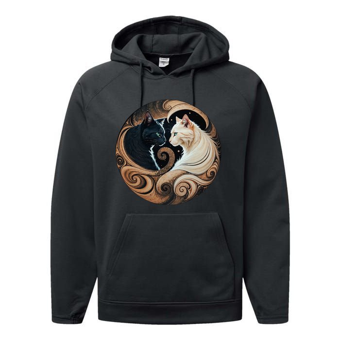 Cats Yin Yang Performance Fleece Hoodie