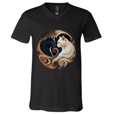 Cats Yin Yang V-Neck T-Shirt