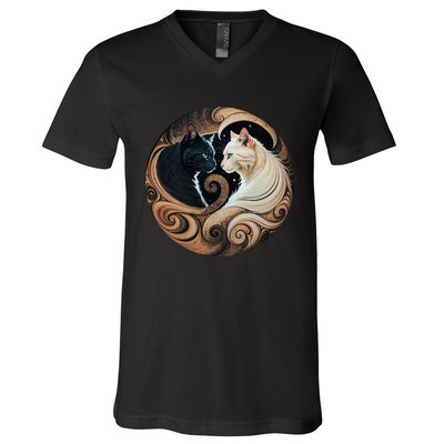 Cats Yin Yang V-Neck T-Shirt