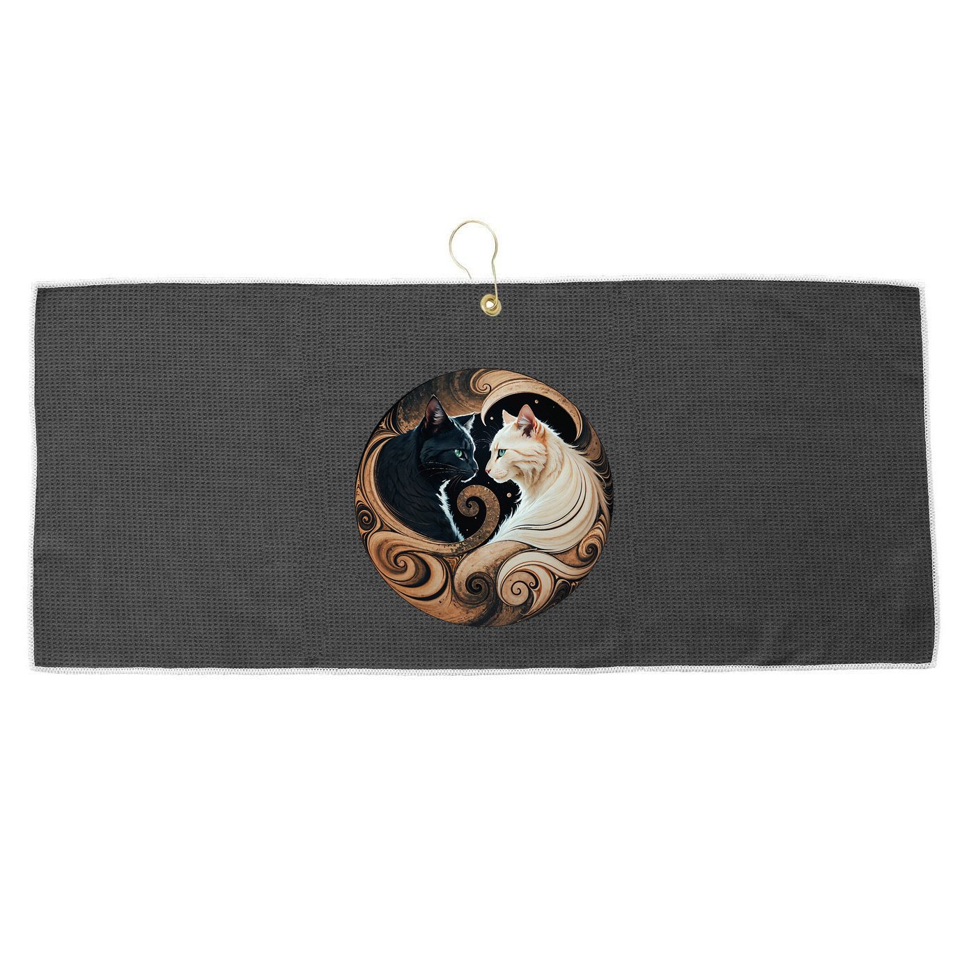 Cats Yin Yang Large Microfiber Waffle Golf Towel