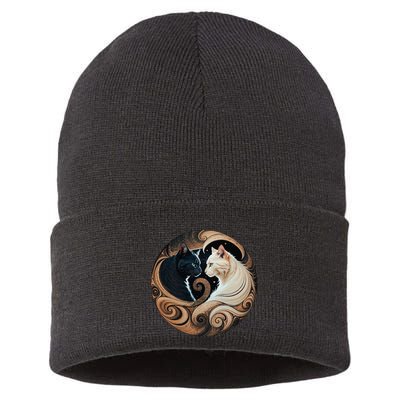 Cats Yin Yang Sustainable Knit Beanie