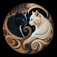 Cats Yin Yang Sustainable Knit Beanie