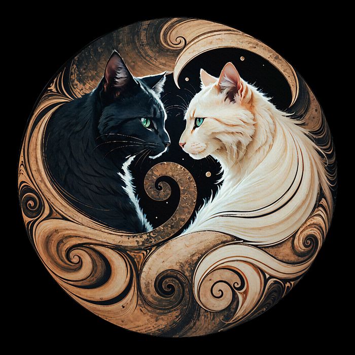 Cats Yin Yang Sustainable Knit Beanie