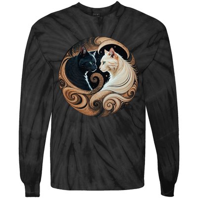 Cats Yin Yang Tie-Dye Long Sleeve Shirt