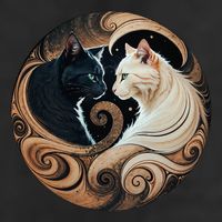 Cats Yin Yang Microfiber Hand Towel