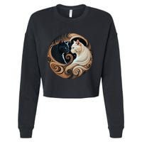 Cats Yin Yang Cropped Pullover Crew