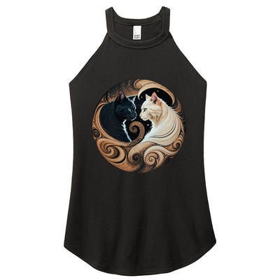 Cats Yin Yang Women's Perfect Tri Rocker Tank