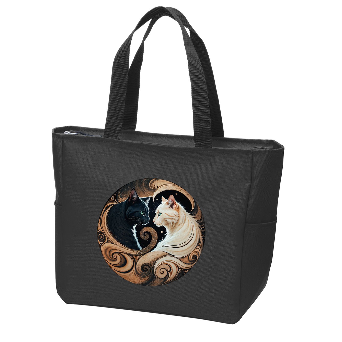 Cats Yin Yang Zip Tote Bag