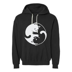 Chinese Yin Yang Cat Symbol funny animal Garment-Dyed Fleece Hoodie