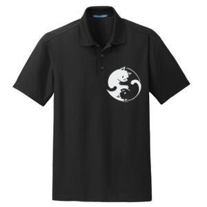 Chinese Yin Yang Cat Symbol funny animal Dry Zone Grid Polo