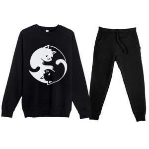 Chinese Yin Yang Cat Symbol funny animal Premium Crewneck Sweatsuit Set