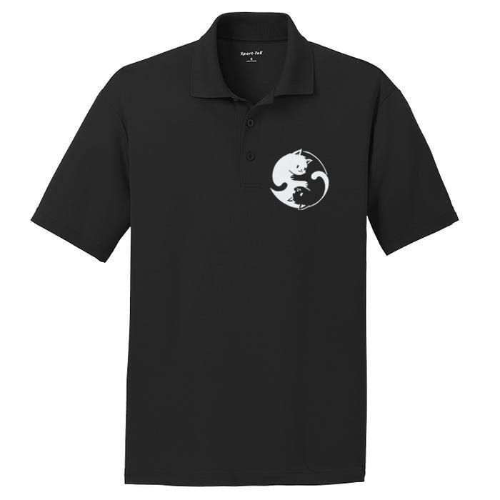 Chinese Yin Yang Cat Symbol funny animal PosiCharge RacerMesh Polo