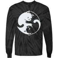 Chinese Yin Yang Cat Symbol funny animal Tie-Dye Long Sleeve Shirt