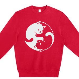 Chinese Yin Yang Cat Symbol funny animal Premium Crewneck Sweatshirt