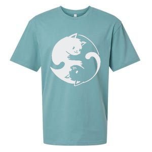 Chinese Yin Yang Cat Symbol funny animal Sueded Cloud Jersey T-Shirt