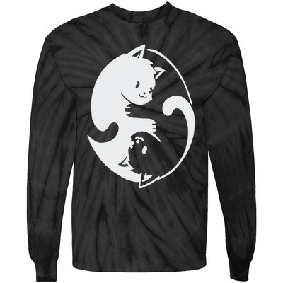 Chinese Yin Yang Cat Symbol Tie-Dye Long Sleeve Shirt