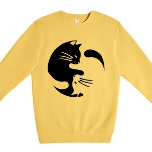 Cat Yin Yang Peace Loving Interconnected Great Gift Idea Meaningful Gift Premium Crewneck Sweatshirt