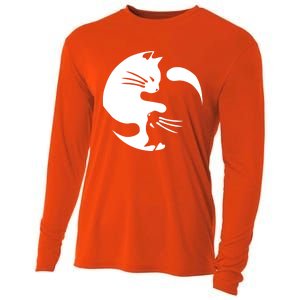 Cat Yin Yang Peace Loving Interconnected Great Gift Idea Meaningful Gift Cooling Performance Long Sleeve Crew