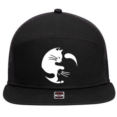 Cat Yin Yang Peace Loving Interconnected Great Gift Idea Meaningful Gift 7 Panel Mesh Trucker Snapback Hat