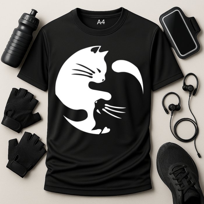 Cat Yin Yang Peace Loving Interconnected Great Gift Idea Meaningful Gift Cooling Performance Crew T-Shirt