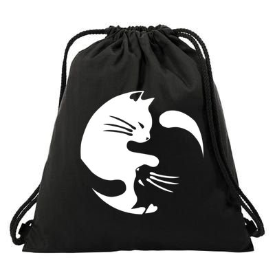 Cat Yin Yang Peace Loving Interconnected Great Gift Idea Meaningful Gift Drawstring Bag