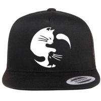 Cat Yin Yang Peace Loving Interconnected Great Gift Idea Meaningful Gift Flat Bill Trucker Hat
