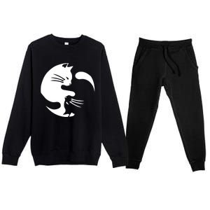 Cat Yin Yang Peace Loving Interconnected Great Gift Idea Meaningful Gift Premium Crewneck Sweatsuit Set