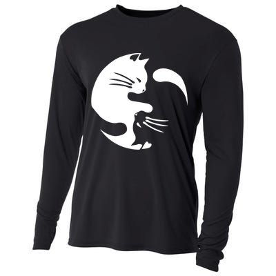 Cat Yin Yang Peace Loving Interconnected Great Gift Idea Meaningful Gift Cooling Performance Long Sleeve Crew