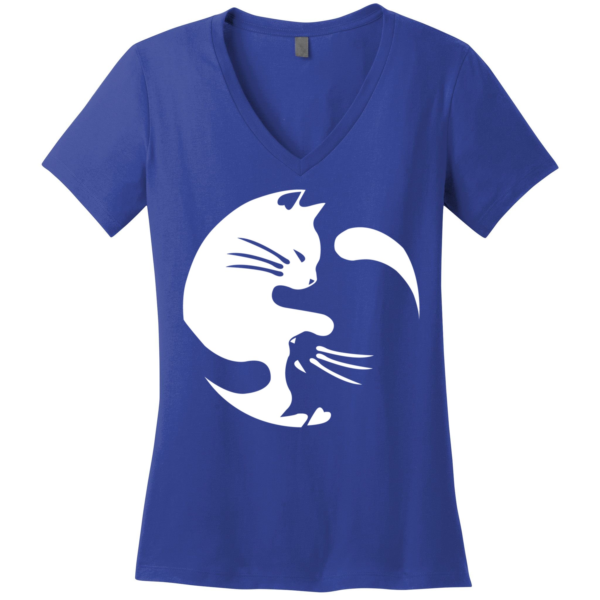 Cat Yin Yang Peace Loving Interconnected Great Gift Idea Meaningful Gift Women's V-Neck T-Shirt
