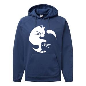 Cat Yin Yang Peace Loving Interconnected Great Gift Idea Meaningful Gift Performance Fleece Hoodie