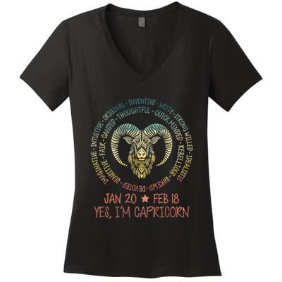 Capricorn Zodiac Astrology Horoscope Birthday Sun Sign Women's V-Neck T-Shirt
