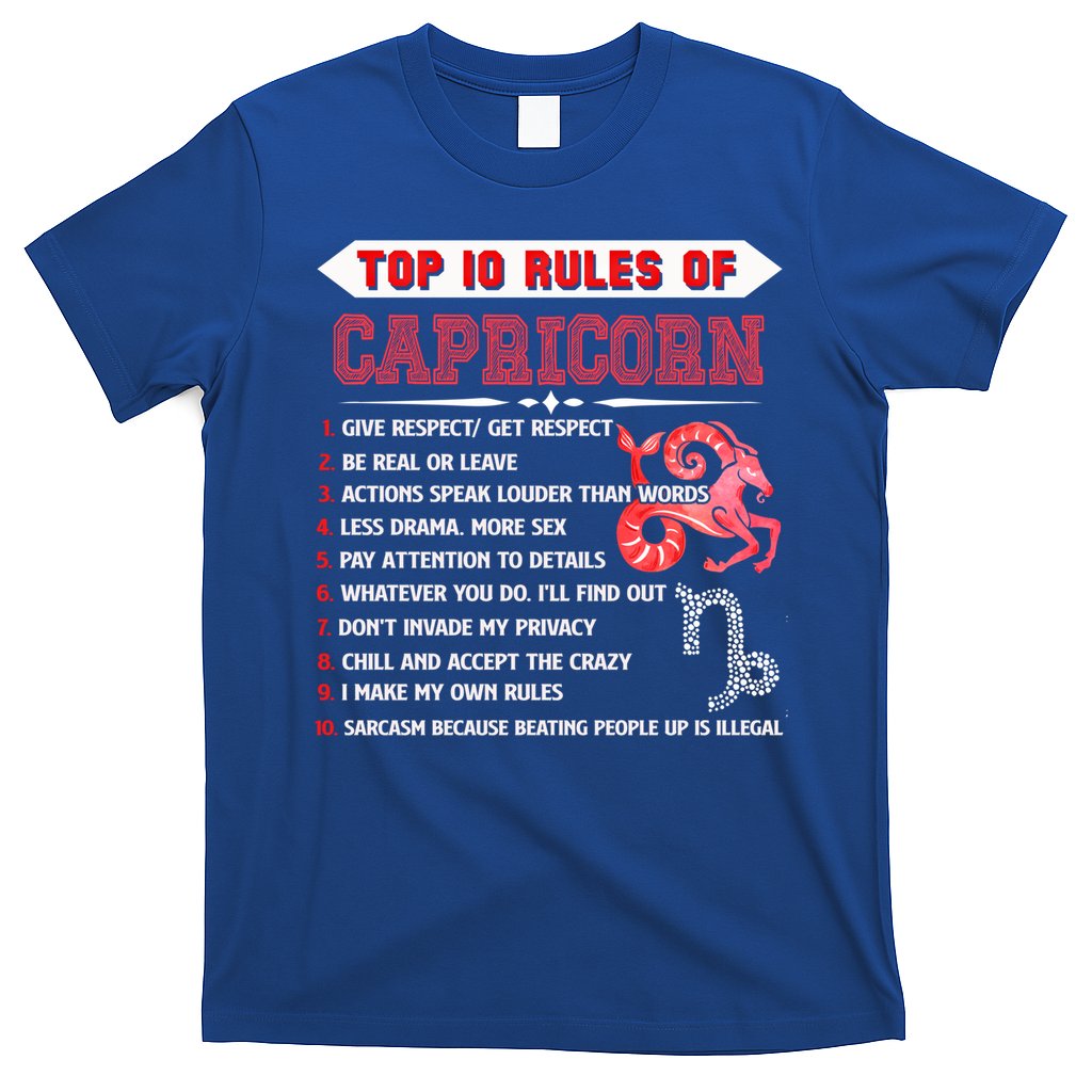 Capricorn Zodiac Birthday Top 10 Rules Of Capricorn Funny Cool Gift T-Shirt