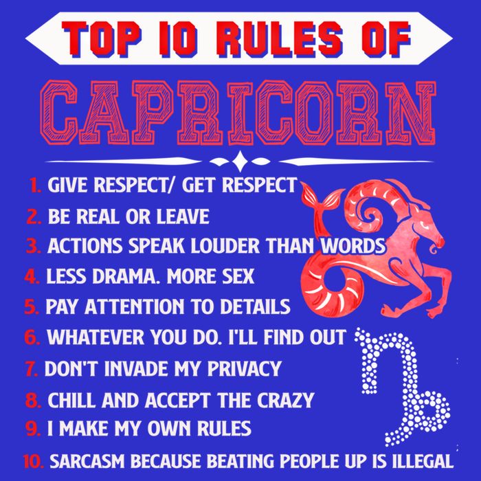 Capricorn Zodiac Birthday Top 10 Rules Of Capricorn Funny Cool Gift T-Shirt