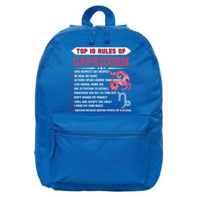 Capricorn Zodiac Birthday Top 10 Rules Of Capricorn Funny Cool Gift 16 in Basic Backpack