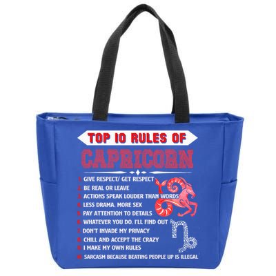 Capricorn Zodiac Birthday Top 10 Rules Of Capricorn Funny Cool Gift Zip Tote Bag