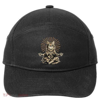 Cat Zen Buddha Buddhist Yoga Spiritual Hindu Meditation 7-Panel Snapback Hat