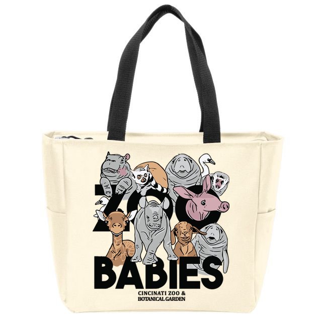 Cincinnati Zoo Babies Zip Tote Bag