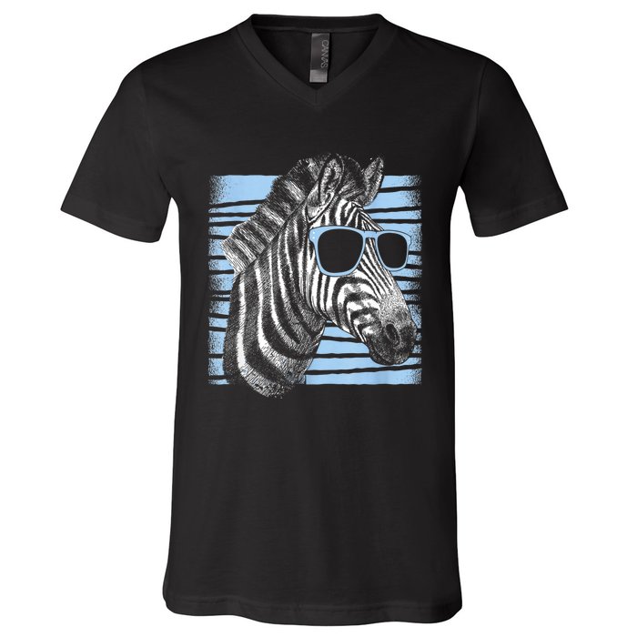 Cool Zebra Birthday Party Gifts Cute Zebra Lovers V-Neck T-Shirt