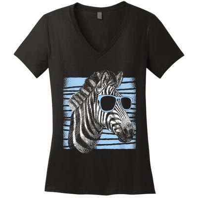 Cool Zebra Birthday Party Gifts Cute Zebra Lovers Women's V-Neck T-Shirt