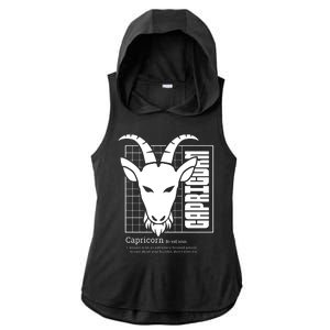 Capricorn Zodiac Definition Ladies PosiCharge Tri-Blend Wicking Draft Hoodie Tank