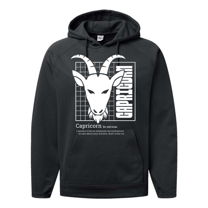 Capricorn Zodiac Definition Performance Fleece Hoodie