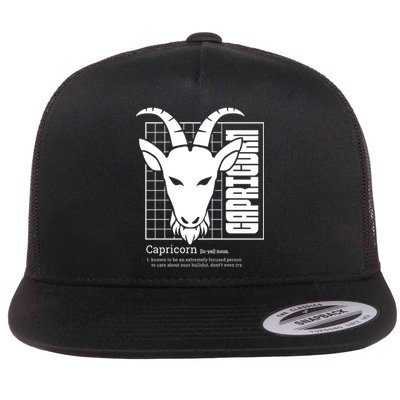 Capricorn Zodiac Definition Flat Bill Trucker Hat