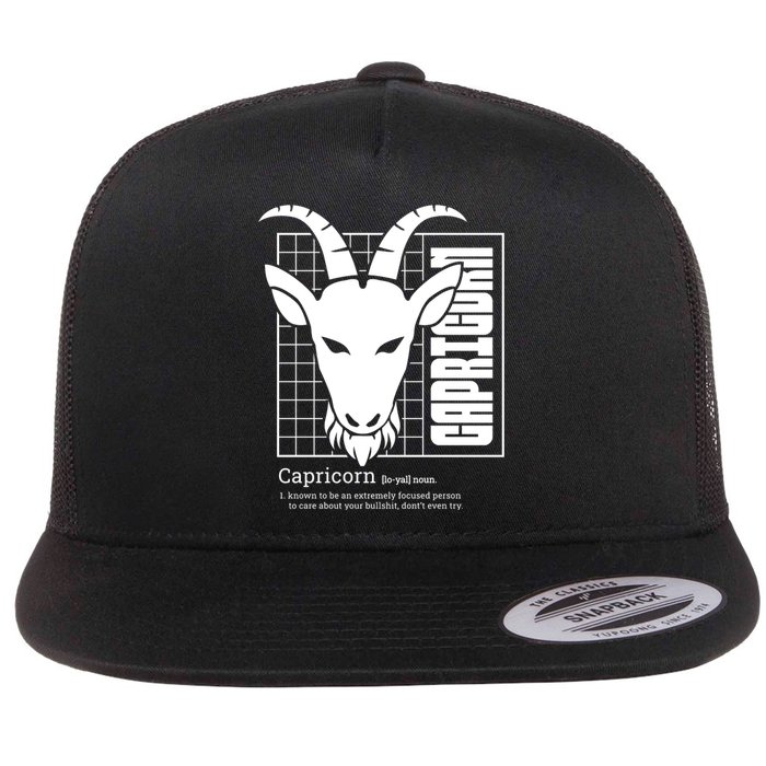 Capricorn Zodiac Definition Flat Bill Trucker Hat