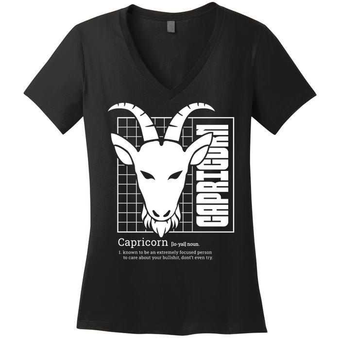 Capricorn Zodiac Definition Women's V-Neck T-Shirt