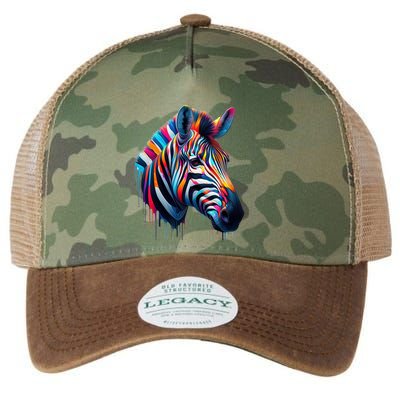 Colorful Zebra Dripping Legacy Tie Dye Trucker Hat