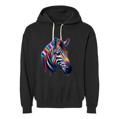 Colorful Zebra Dripping Garment-Dyed Fleece Hoodie